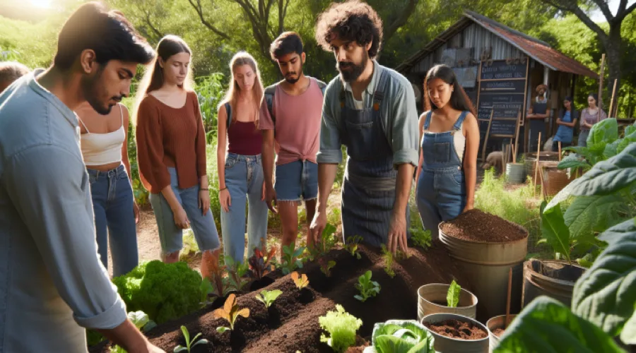 Biogazdálkodó friss bio zöldséget takarít be ökológiai gazdaságban